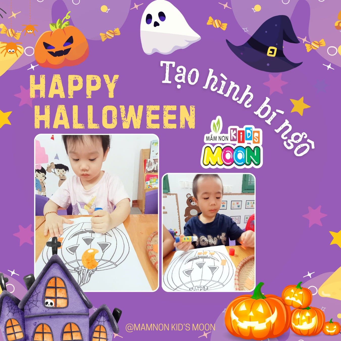 TẠO HÌNH SÁNG TẠO QUẢ BÍ NGÔ HALLOWEEN - Mầm Non Kid's Moon