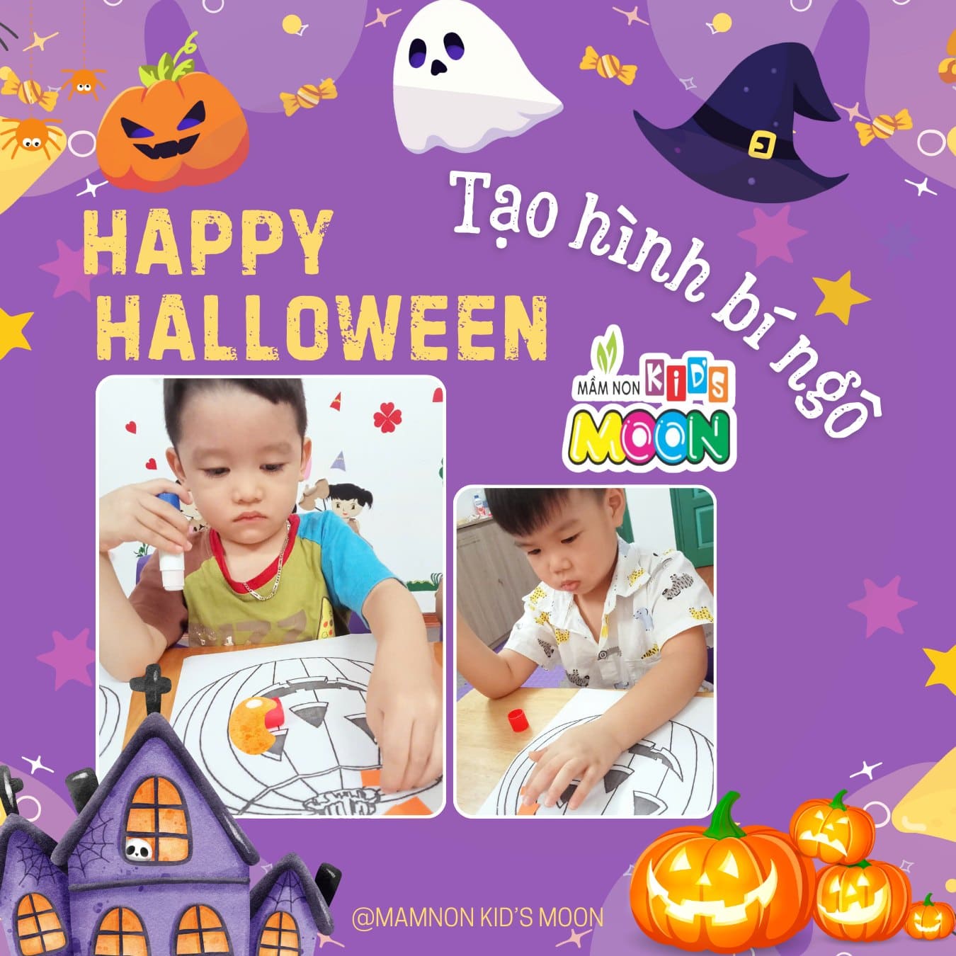 TẠO HÌNH SÁNG TẠO QUẢ BÍ NGÔ HALLOWEEN - Mầm Non Kid's Moon