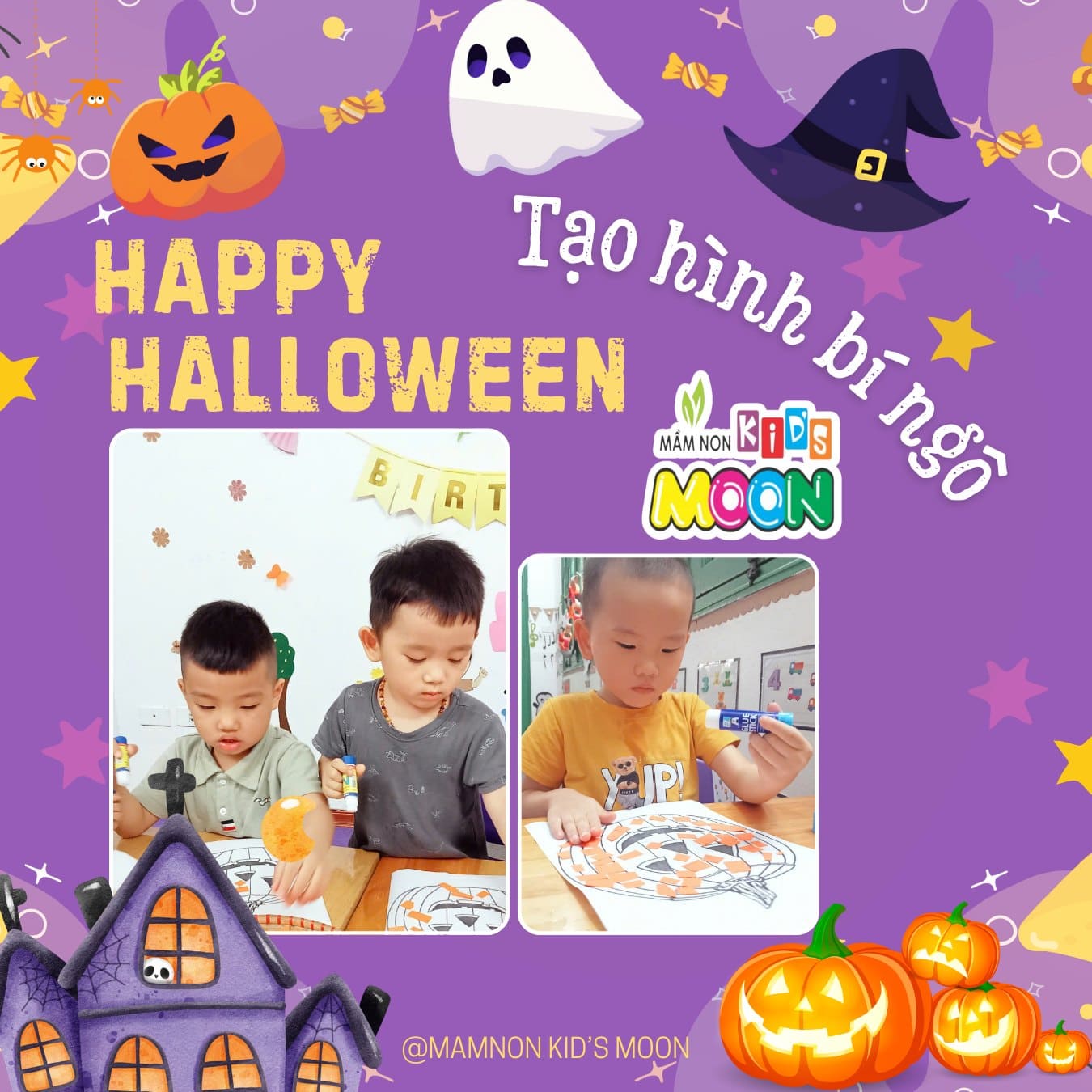 TẠO HÌNH SÁNG TẠO QUẢ BÍ NGÔ HALLOWEEN - Mầm Non Kid's Moon