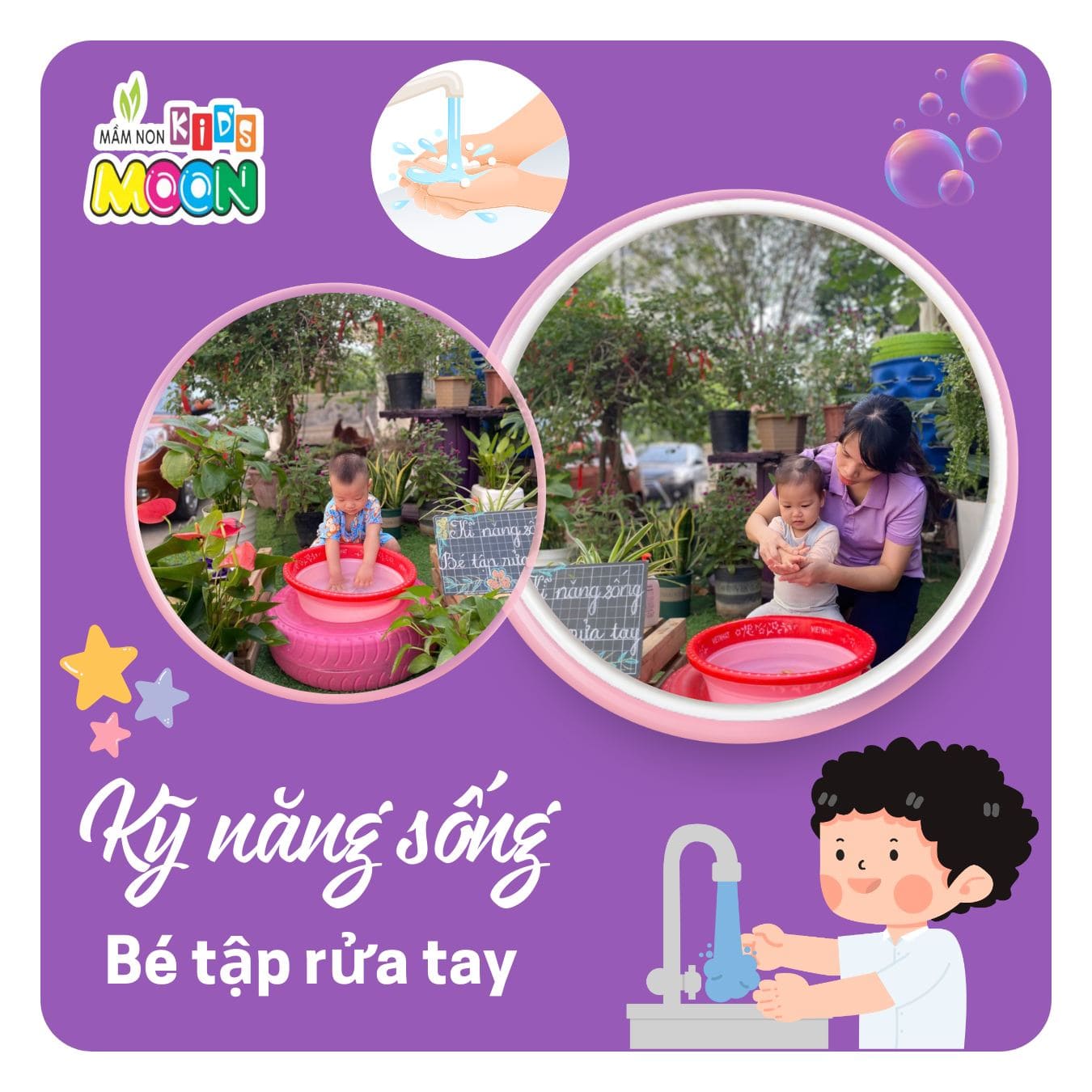 KỸ NĂNG SỐNG: BÉ TẬP RỬA TAY ĐÚNG CÁCH - Mầm Non Kid's Moon