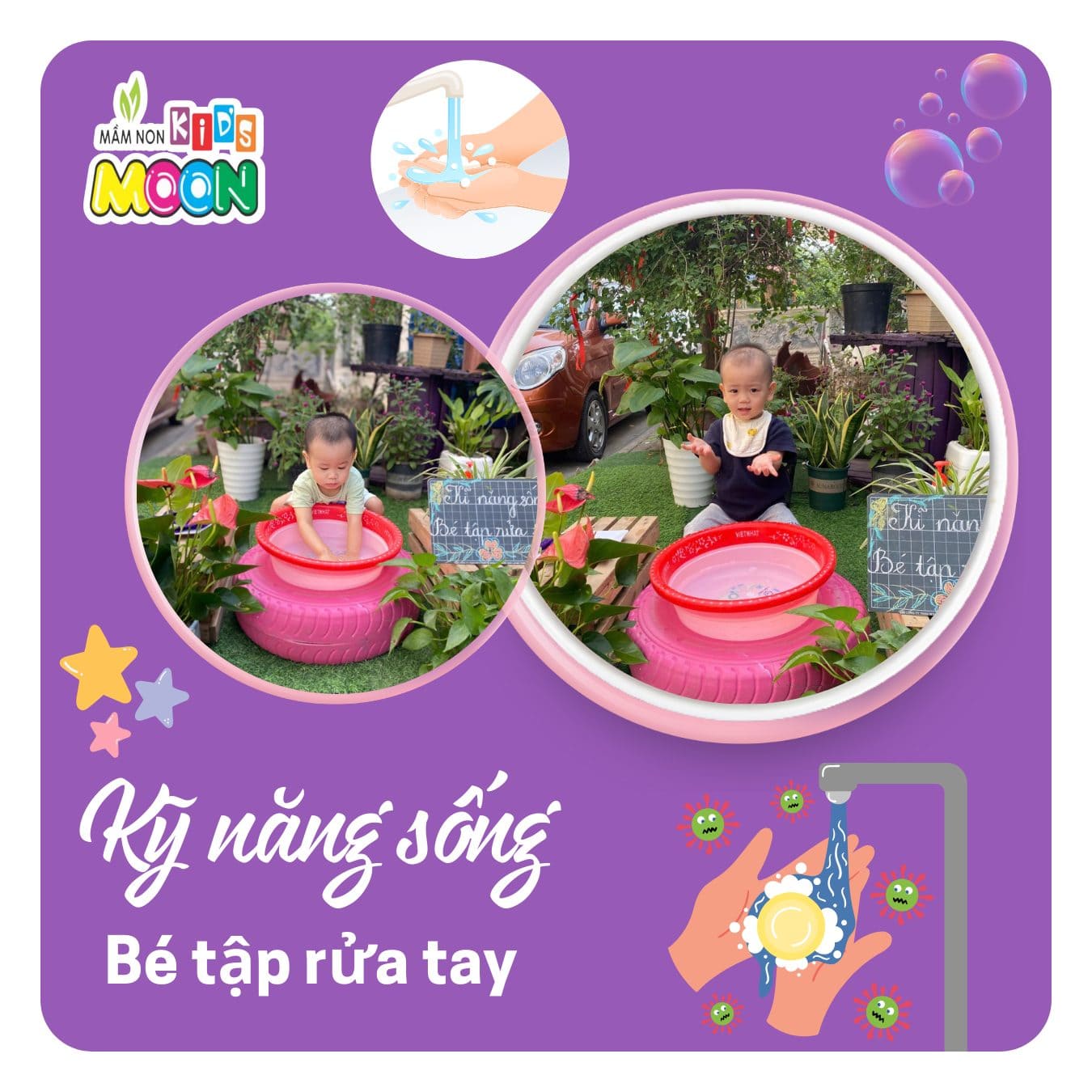 KỸ NĂNG SỐNG: BÉ TẬP RỬA TAY ĐÚNG CÁCH - Mầm Non Kid's Moon