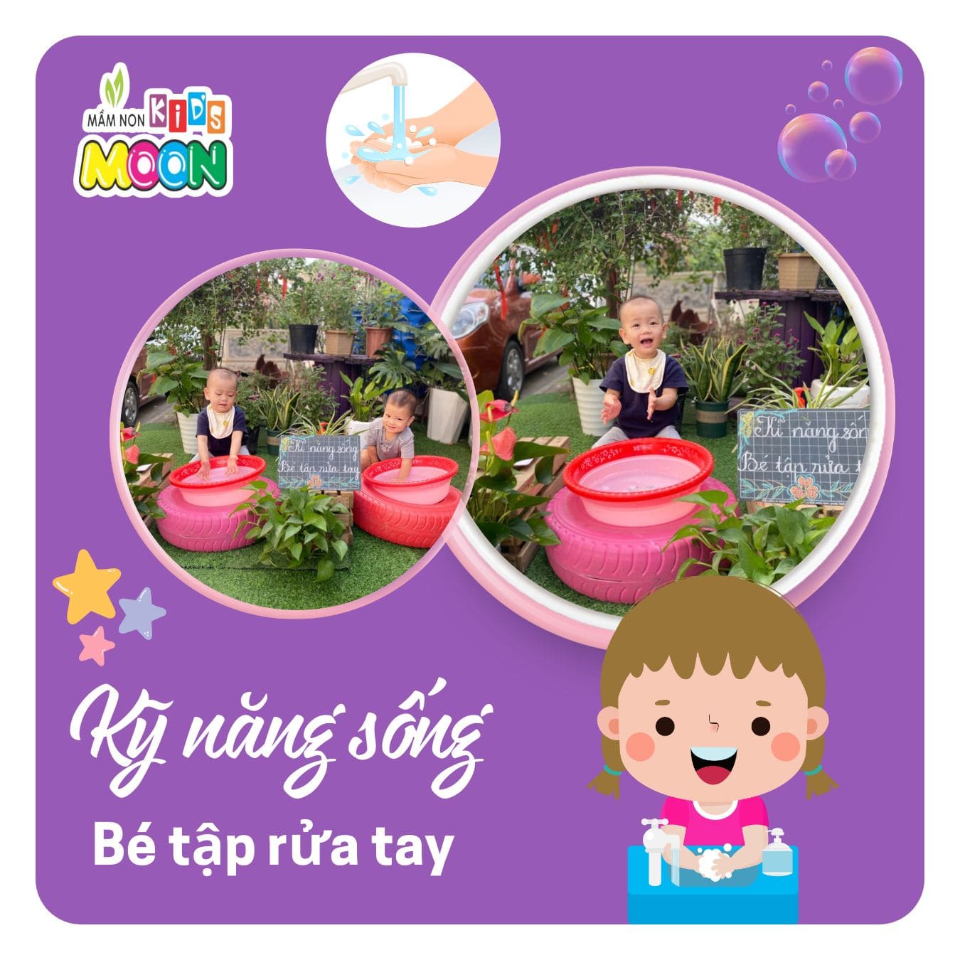 KỸ NĂNG SỐNG: BÉ TẬP RỬA TAY ĐÚNG CÁCH - Mầm Non Kid's Moon