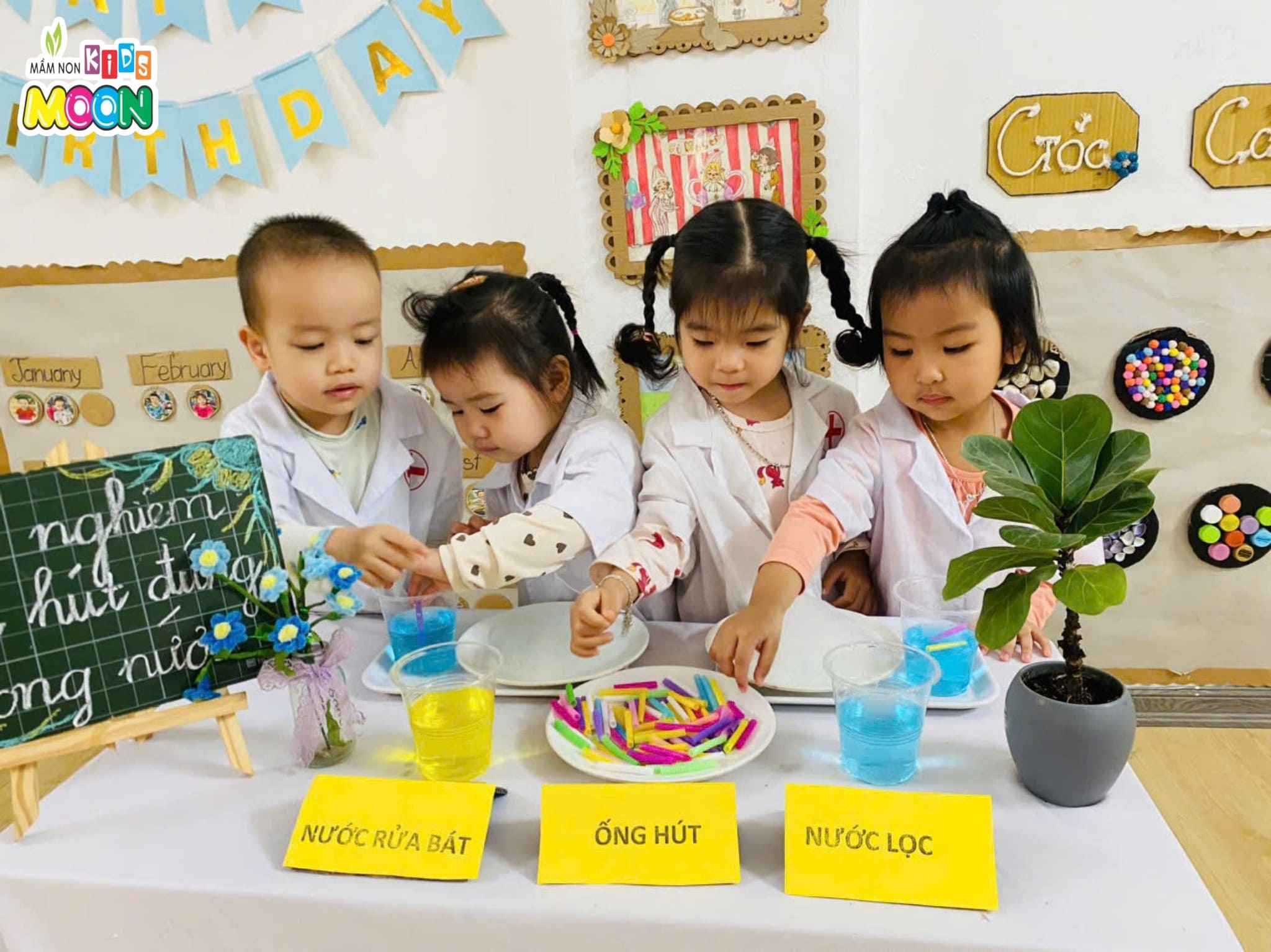 THÍ NGHIỆM: ỐNG HÚT ĐỨNG TRONG NƯỚC - Mầm Non Kid's Moon